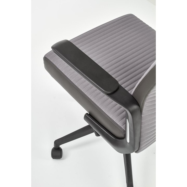 Fotel do biurka, kolor popielaty, z czarną obrotową podstawą na kółkach