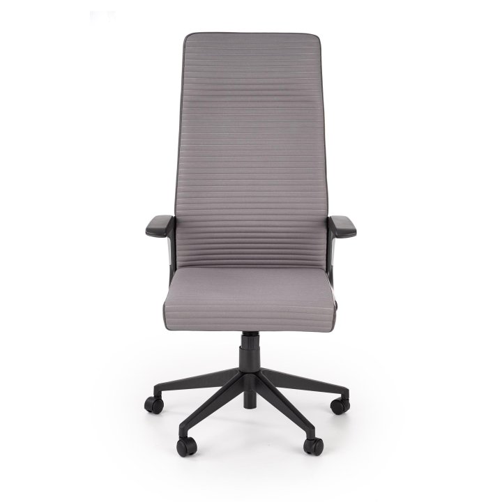 Fotel do biurka, kolor popielaty, z czarną obrotową podstawą na kółkach