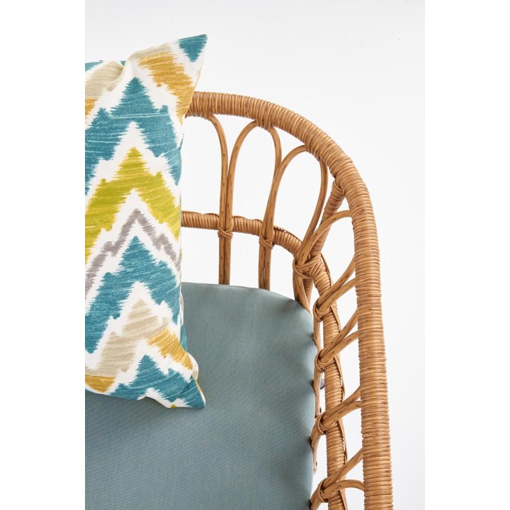 Dwuosobowa ławka w kolorze popielatym i naturalnym, rattan syntetyczny