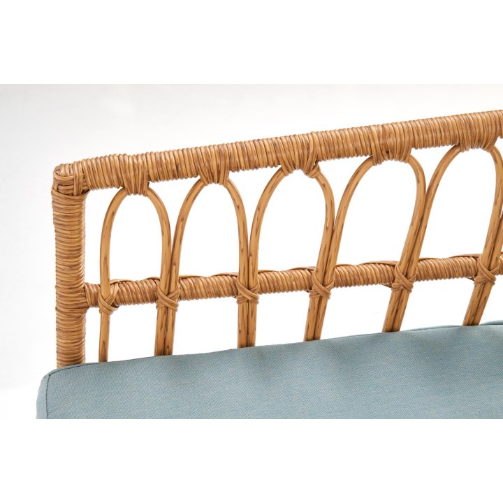 Dwuosobowa ławka w kolorze popielatym i naturalnym, rattan syntetyczny