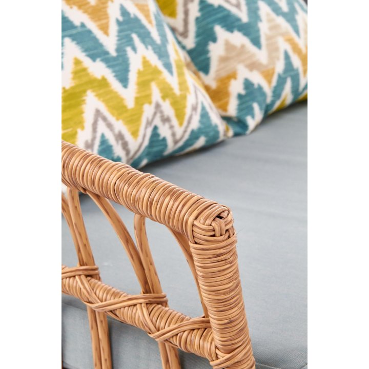 Dwuosobowa ławka w kolorze popielatym i naturalnym, rattan syntetyczny