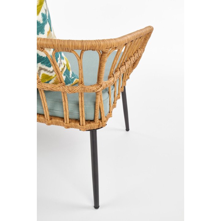 Dwuosobowa ławka w kolorze popielatym i naturalnym, rattan syntetyczny