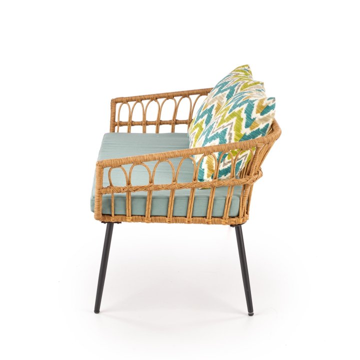 Dwuosobowa ławka w kolorze popielatym i naturalnym, rattan syntetyczny