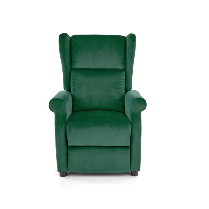Fotel do salonu klasyczny, rozkładany, funkcja relax, ciemny zielony, tkanina velvet