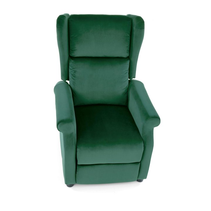 Fotel do salonu klasyczny, rozkładany, funkcja relax, ciemny zielony, tkanina velvet