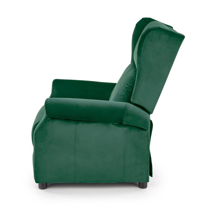 Fotel do salonu klasyczny, rozkładany, funkcja relax, ciemny zielony, tkanina velvet