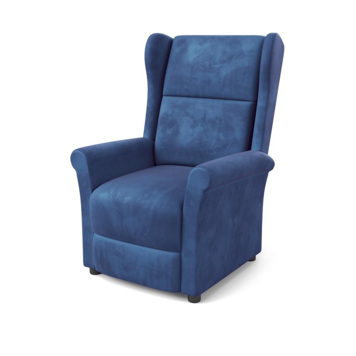 Fotel do salonu klasyczny, rozkładany, funkcja relax, granatowy, tkanina velvet