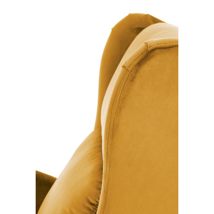 Fotel do salonu klasyczny, rozkładany, funkcja relax, musztardowy, tkanina velvet