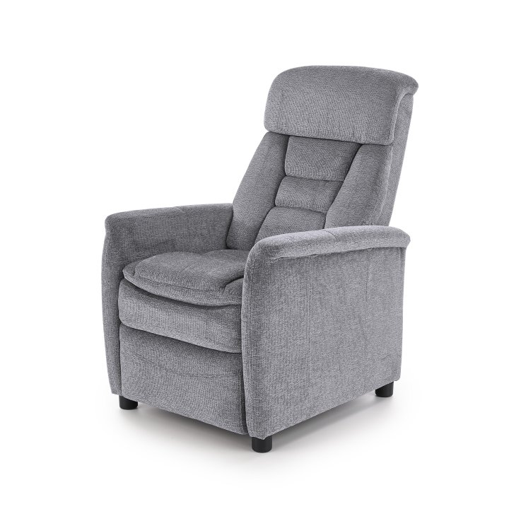 Fotel do salonu, funkcja relax, kolor popiel, styl klasyczny, rozkładany