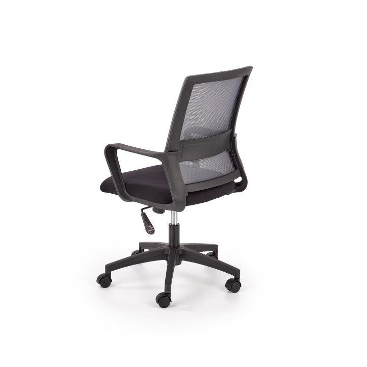 Fotel do biurka kolor czarny z popielatym siatkowym oparciem