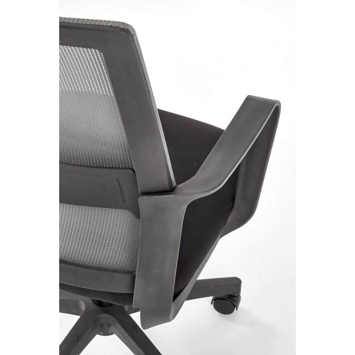 Fotel do biurka kolor czarny z popielatym siatkowym oparciem