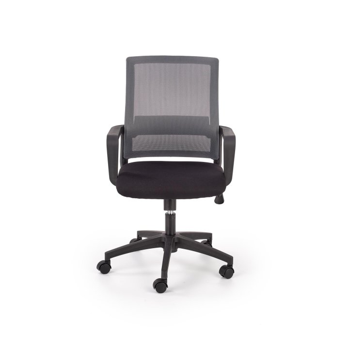 Fotel do biurka kolor czarny z popielatym siatkowym oparciem