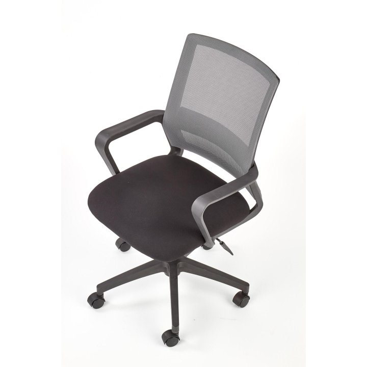 Fotel do biurka kolor czarny z popielatym siatkowym oparciem