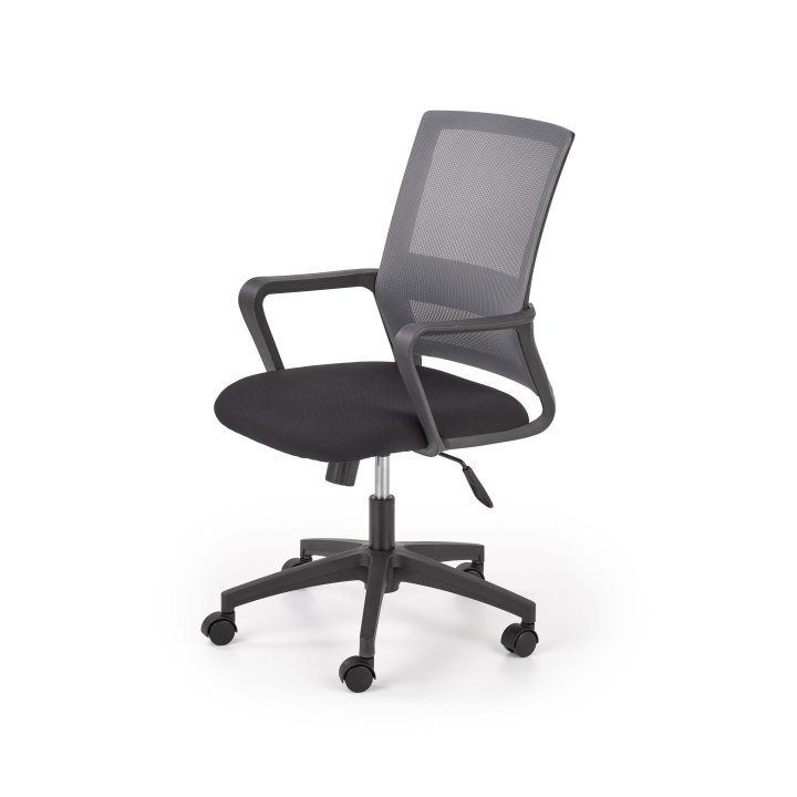 Fotel do biurka kolor czarny z popielatym siatkowym oparciem