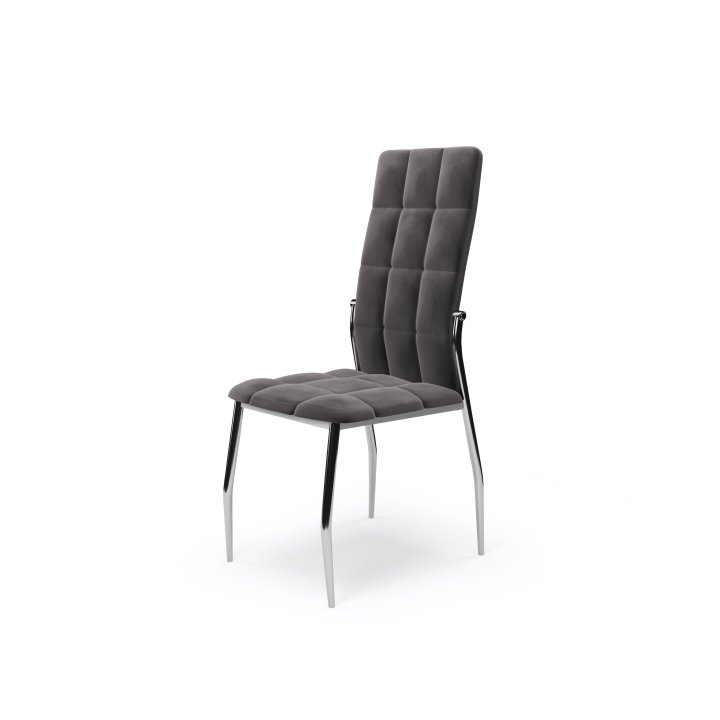 Krzesło do kuchni velvet popielate pikowane z nogami chrom