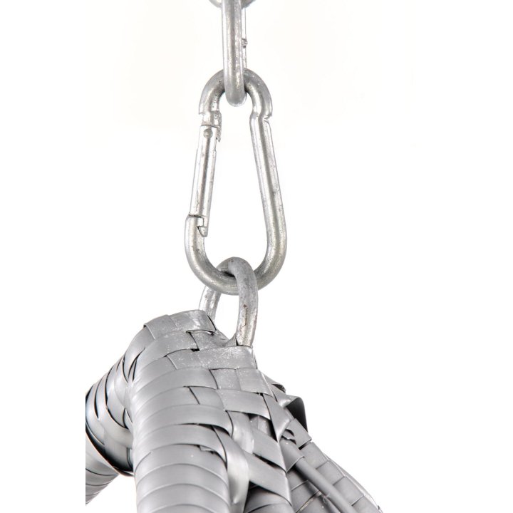 Ogrodowy wiszący fotel, boho, nowoczesny, czarno-popielaty, rattan syntetyczny