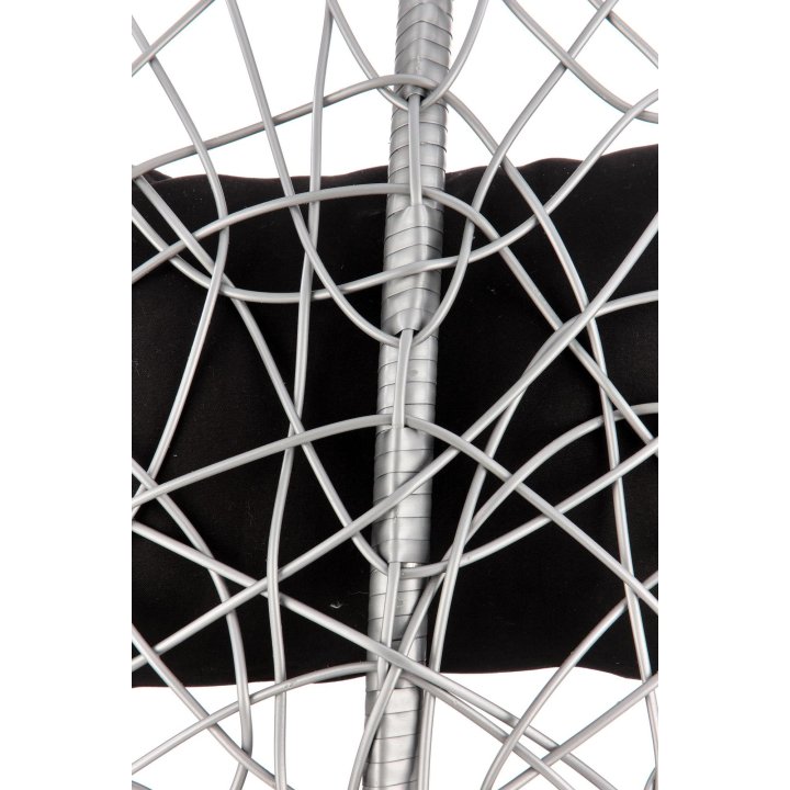 Ogrodowy wiszący fotel, boho, nowoczesny, czarno-popielaty, rattan syntetyczny