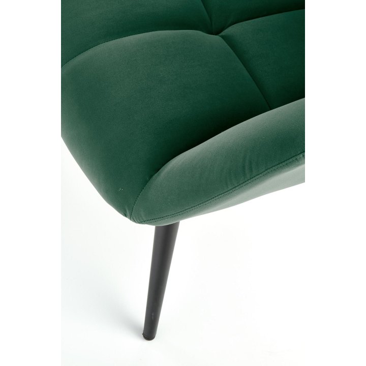 Fotel do salonu nowoczesny, kolor ciemny zielony, nóżki czarny metal