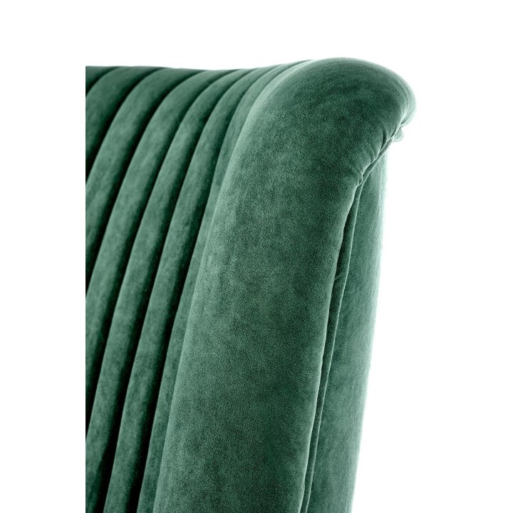 Fotel do salonu klasyczny, tkanina velvet, kolor ciemny zielony i nóżki drewniane w kolorze czarnym