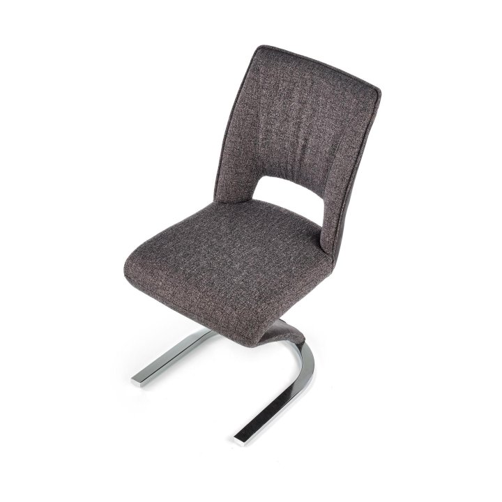 Krzesło do salonu popielato -czarne materiałowe na płozie