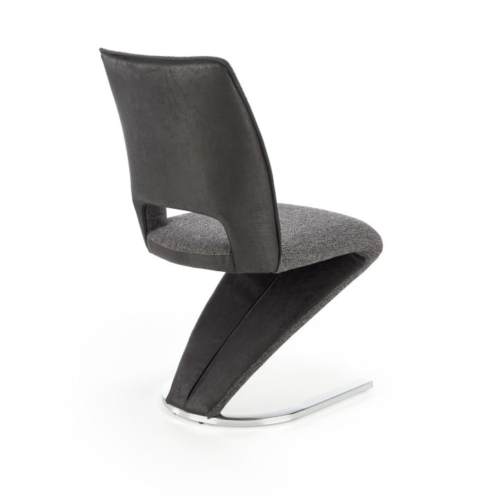 Krzesło do salonu popielato -czarne materiałowe na płozie