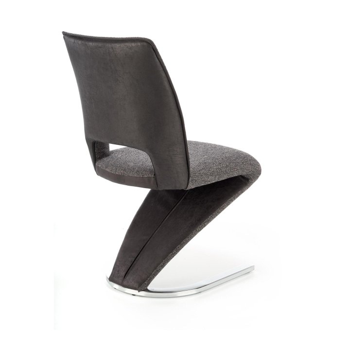 Krzesło do salonu popielato -czarne materiałowe na płozie