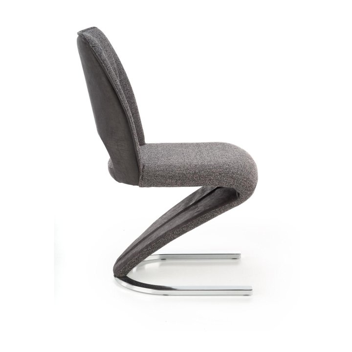 Krzesło do salonu popielato -czarne materiałowe na płozie