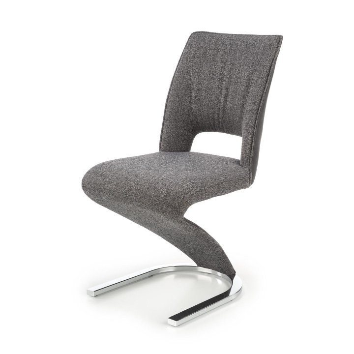 Krzesło do salonu popielato -czarne materiałowe na płozie