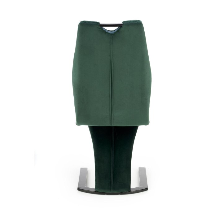 Krzesło do salonu ciemna zieleń pikowane na oparciu z rączką