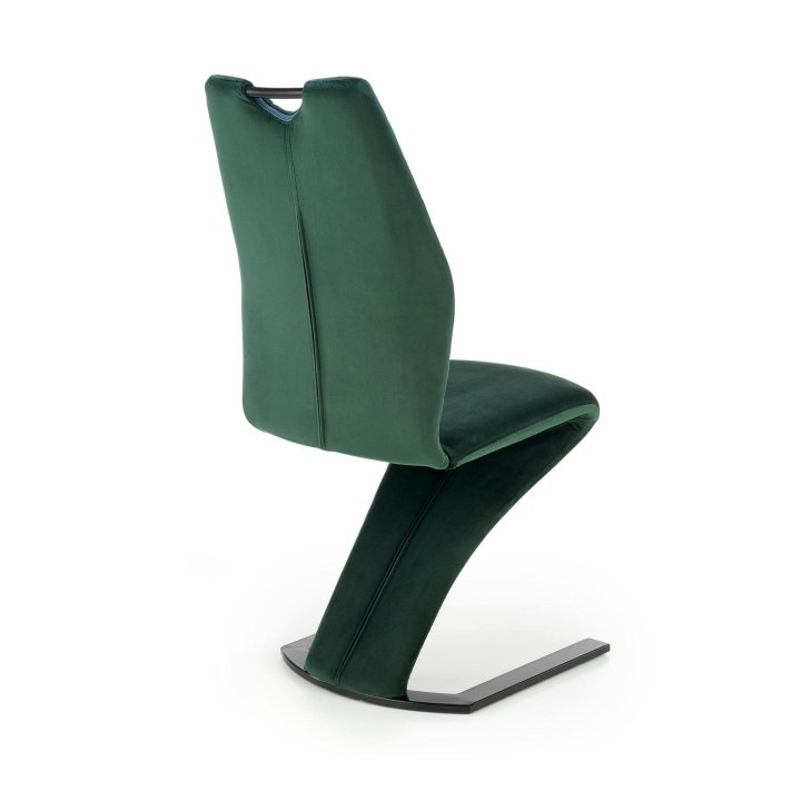 Krzesło do salonu ciemna zieleń pikowane na oparciu z rączką