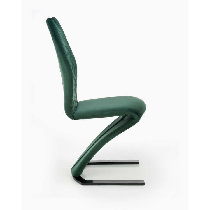 Krzesło do salonu ciemna zieleń pikowane na oparciu z rączką