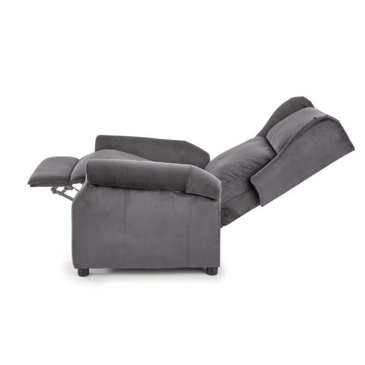 Fotel do salonu klasyczny, rozkładany, funkcja relax, popielaty, tkanina velvet