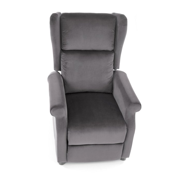 Fotel do salonu klasyczny, rozkładany, funkcja relax, popielaty, tkanina velvet