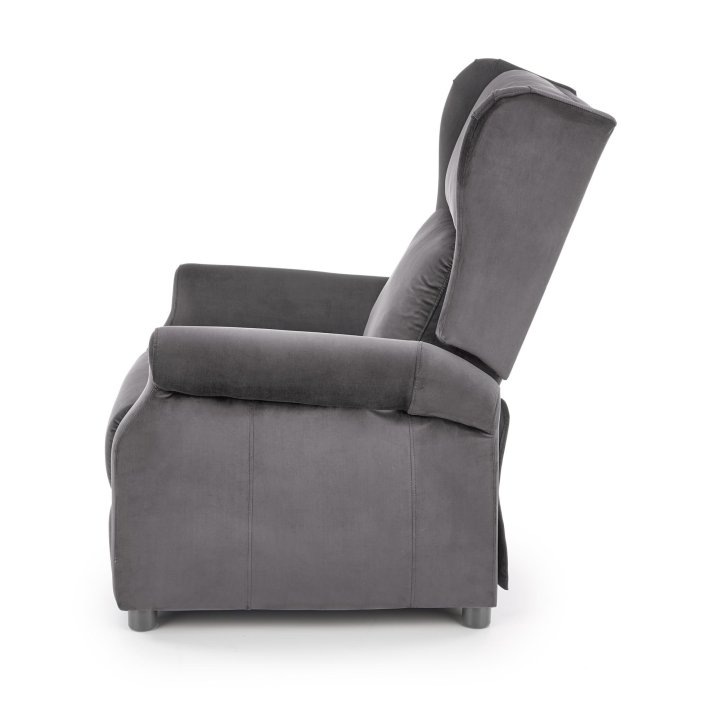 Fotel do salonu klasyczny, rozkładany, funkcja relax, popielaty, tkanina velvet
