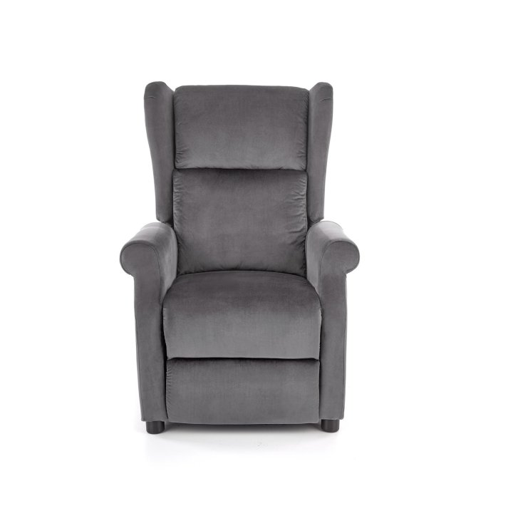 Fotel do salonu klasyczny, rozkładany, funkcja relax, popielaty, tkanina velvet