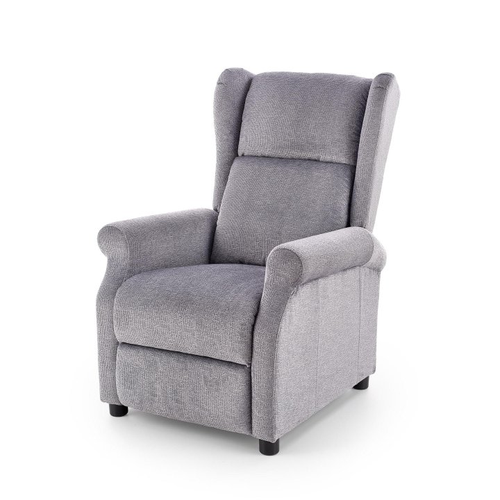 Fotel do salonu klasyczny, rozkładany, masujący, funkcja relax, popielaty, tkanina