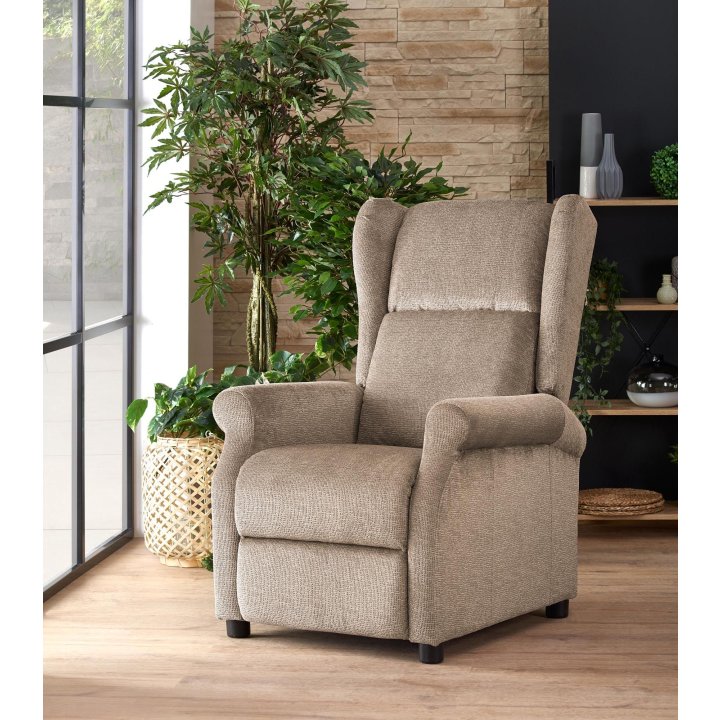 Fotel do salonu klasyczny, rozkładany, masujący, funkcja relax, beżowy, tkanina