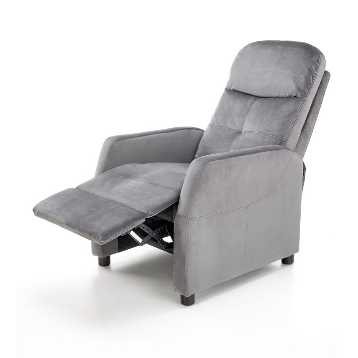 Rozkładany Fotel do salonu z funkcją spania w kolorze popielatym, tkanina velvet