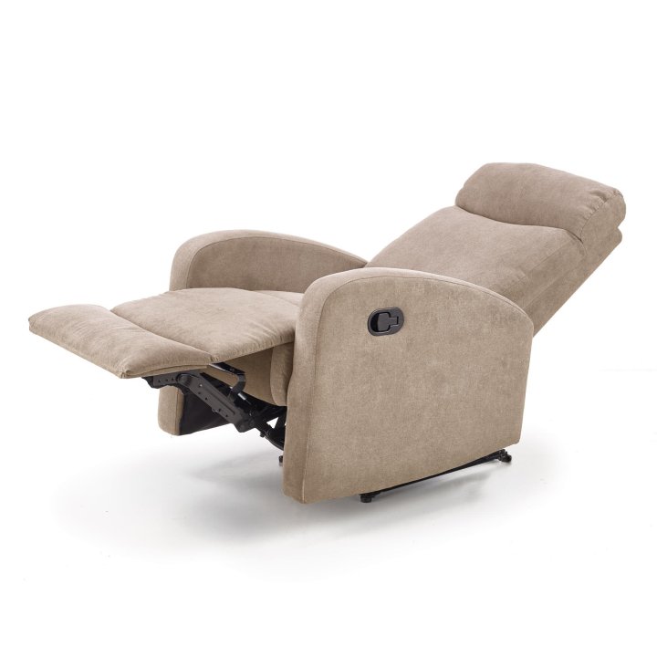 Fotel do salonu kolor beżowy rozkładany styl klasyczny, funkcja relax