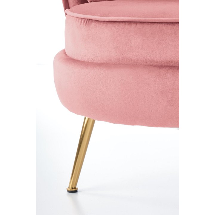 Fotel do salonu, glamour, różowy, złote nóżki, tkanina velvet