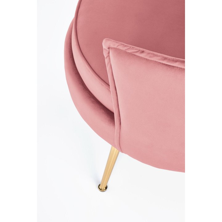 Fotel do salonu, glamour, różowy, złote nóżki, tkanina velvet