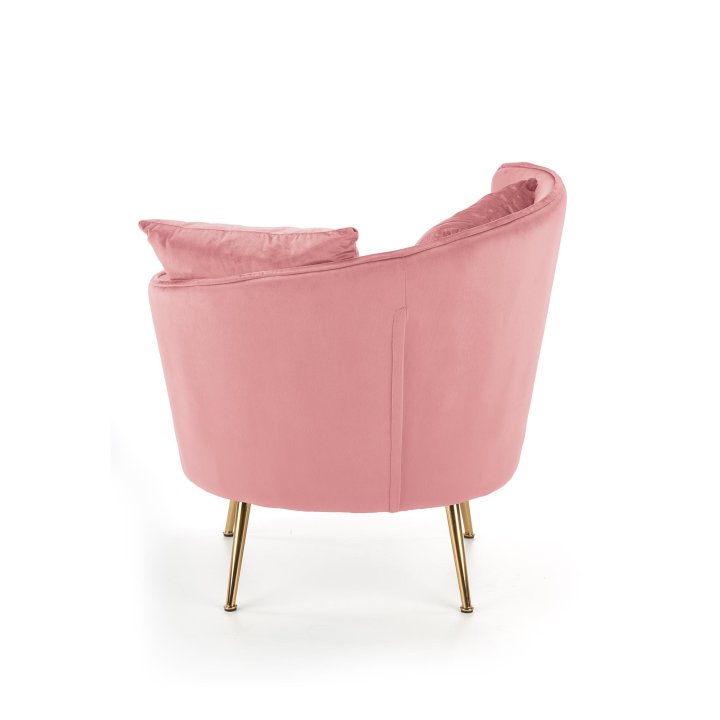 Fotel do salonu, glamour, różowy, złote nóżki, tkanina velvet