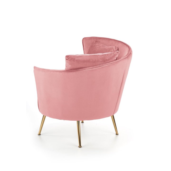 Fotel do salonu, glamour, różowy, złote nóżki, tkanina velvet