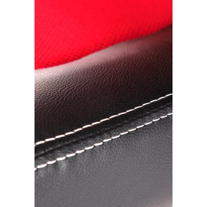 Fotel dla gracza, obrotowy, kolor czarny, czerwony, z podłokietnikami, tkanina membranowa, eko skóra