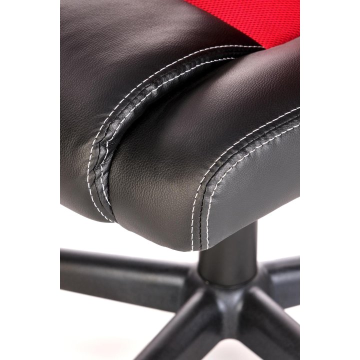 Fotel dla gracza, obrotowy, kolor czarny, czerwony, z podłokietnikami, tkanina membranowa, eko skóra