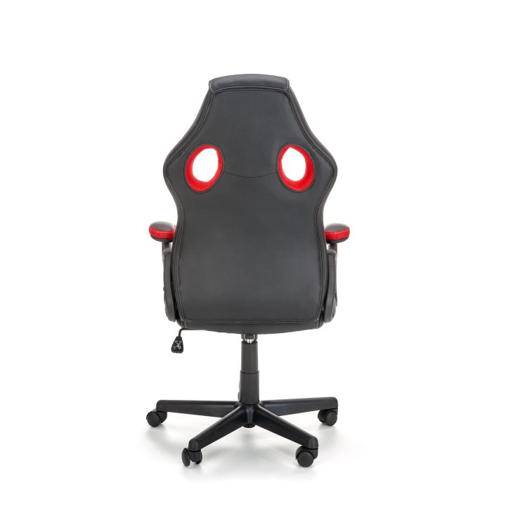 Fotel dla gracza, obrotowy, kolor czarny, czerwony, z podłokietnikami, tkanina membranowa, eko skóra