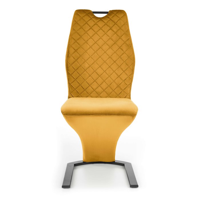Krzesło do salonu z rączką pikowane tkanina musztardowa