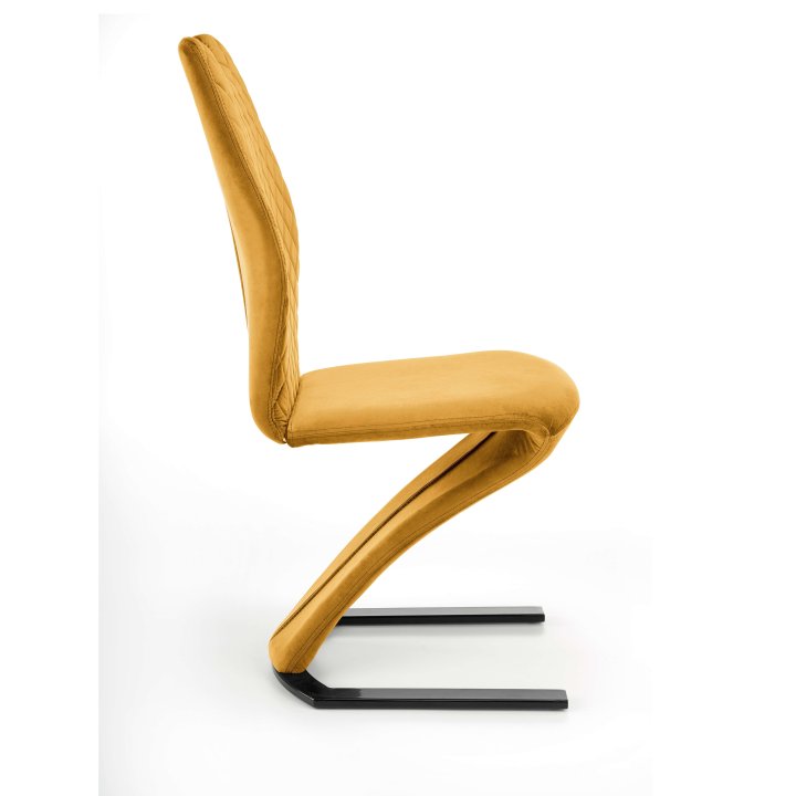 Krzesło do salonu z rączką pikowane tkanina musztardowa