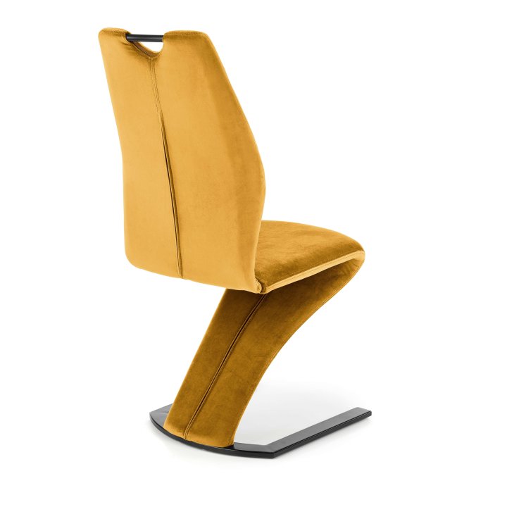 Krzesło do salonu z rączką pikowane tkanina musztardowa