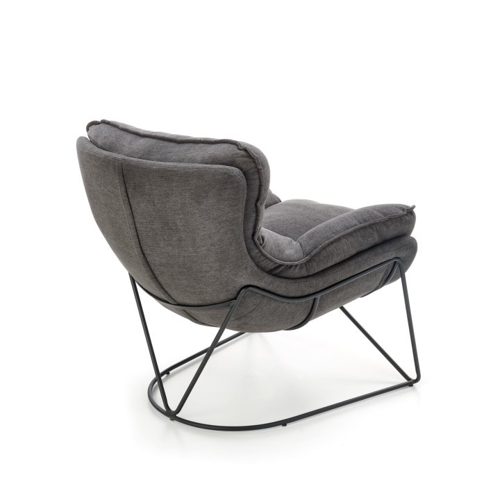 Fotel do salonu nowoczesny, kolor ciemny popielaty i stelaż czarny